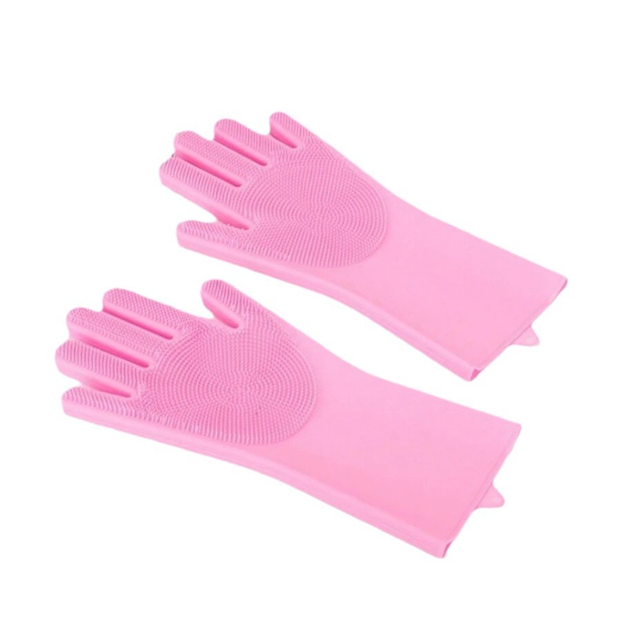 Silicone Dishwashing Gloves with Scrubber – Heat-Resistant Cleaning Gloves for Kitchen, Car, Pet & More