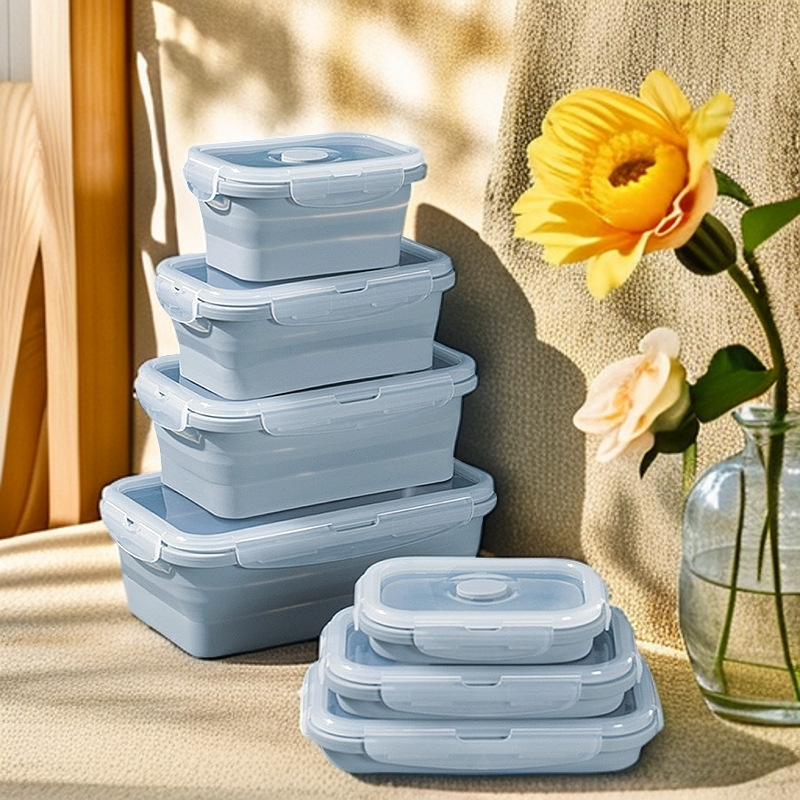 Collapsible Silicone Food Storage Container Set – 3-Pack Leakproof Bento Lunch Boxes with Lids