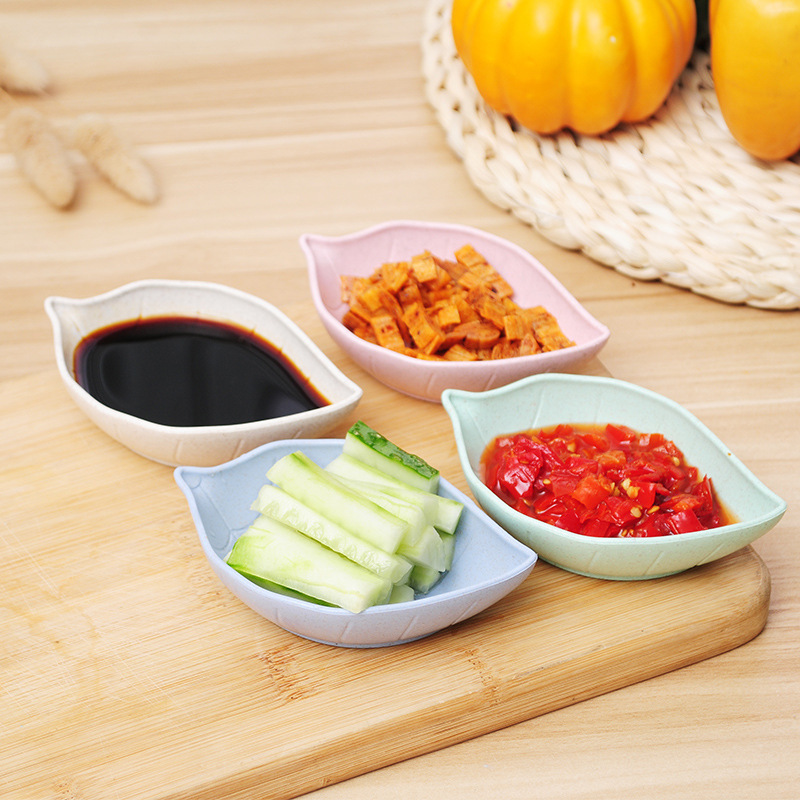 Leaf Shaped Wheat Straw Dinner Plates – Eco-Friendly Lightweight Serving Dish Set – Reusable Tableware for Kids & Adults