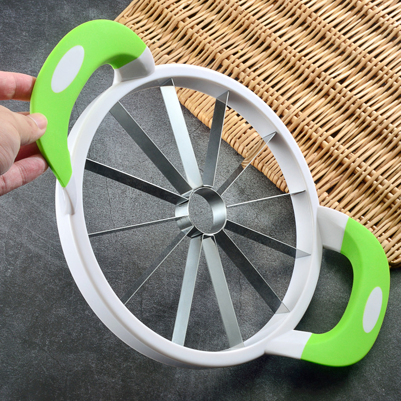 Large Apple Slicer and Fruit Cutter – 12-Blade Stainless Steel Divider with Anti-Slip Handles – Heavy-Duty Fruit Corer for Kitchen Use