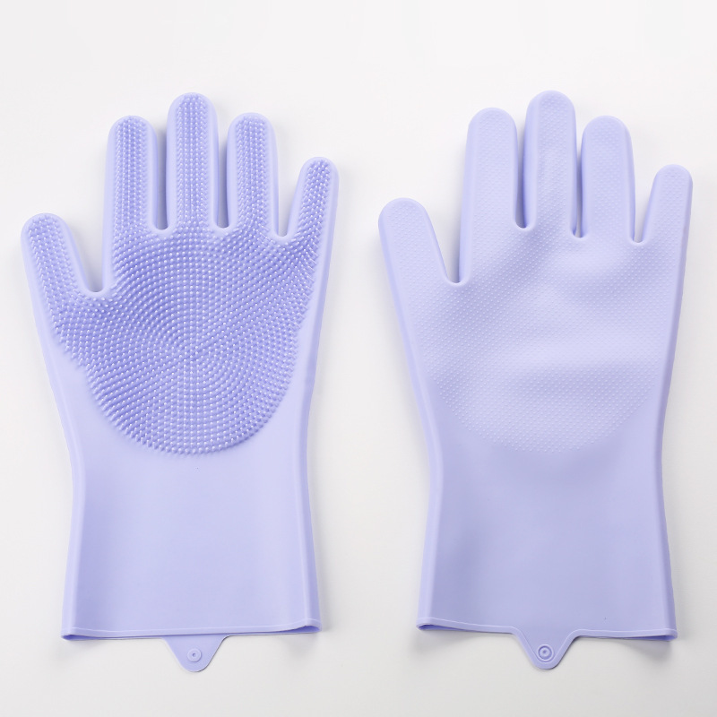 Silicone Dishwashing Gloves with Scrubber – Heat-Resistant Cleaning Gloves for Kitchen, Car, Pet & More