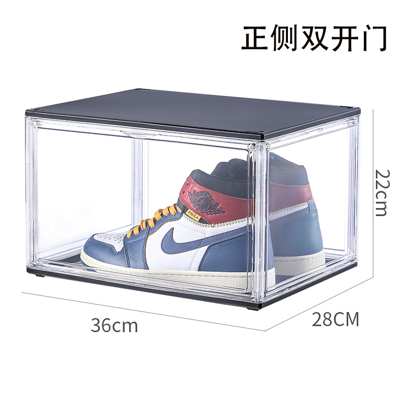 Clear Drop Front Shoe Storage Box – Stackable Transparent Sneaker Display Case