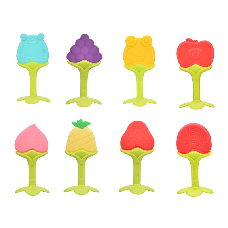 Fruit-Shaped Silicone Teething Toys Set - BPA-Free Baby Teethers (Grape, Orange, Strawberry)