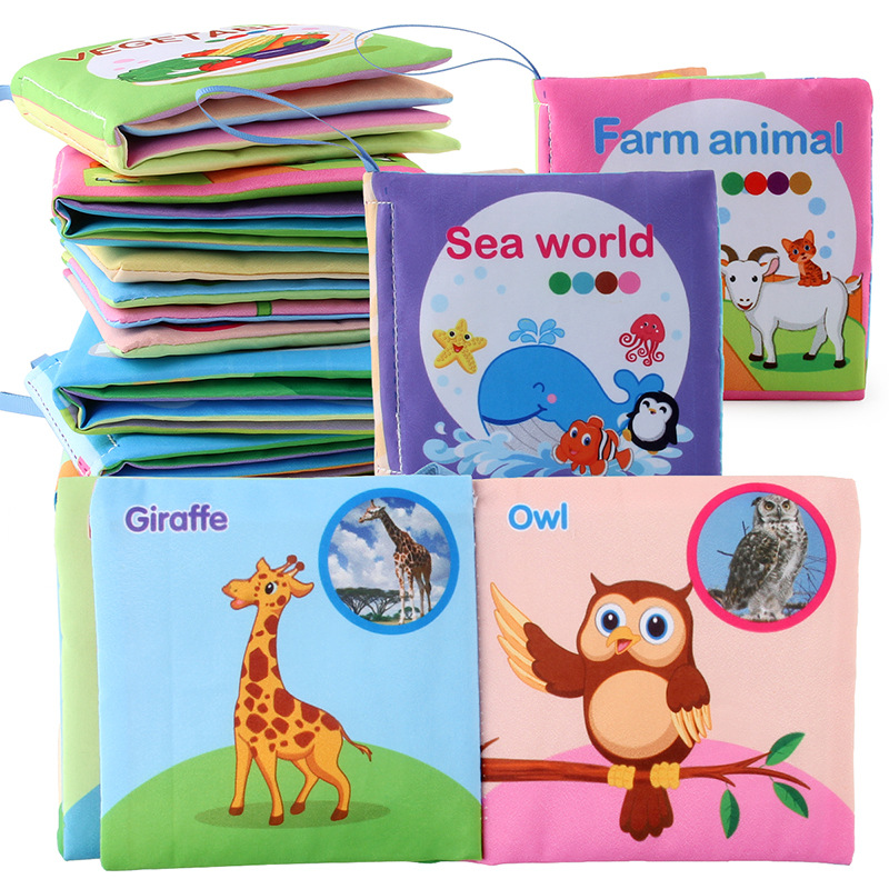 Soft Cloth Book for Babies – Washable Fabric Learning Books Set with Animals, Fruits, Vegetables & Sea World Themes