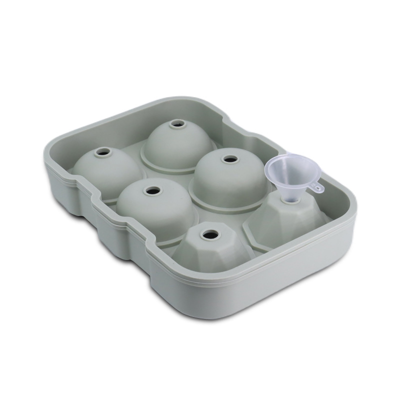 Silicone Ice Ball Mold Tray with Funnel – 6-Cavity Round Sphere Maker for Whiskey, Cocktails & Drinks