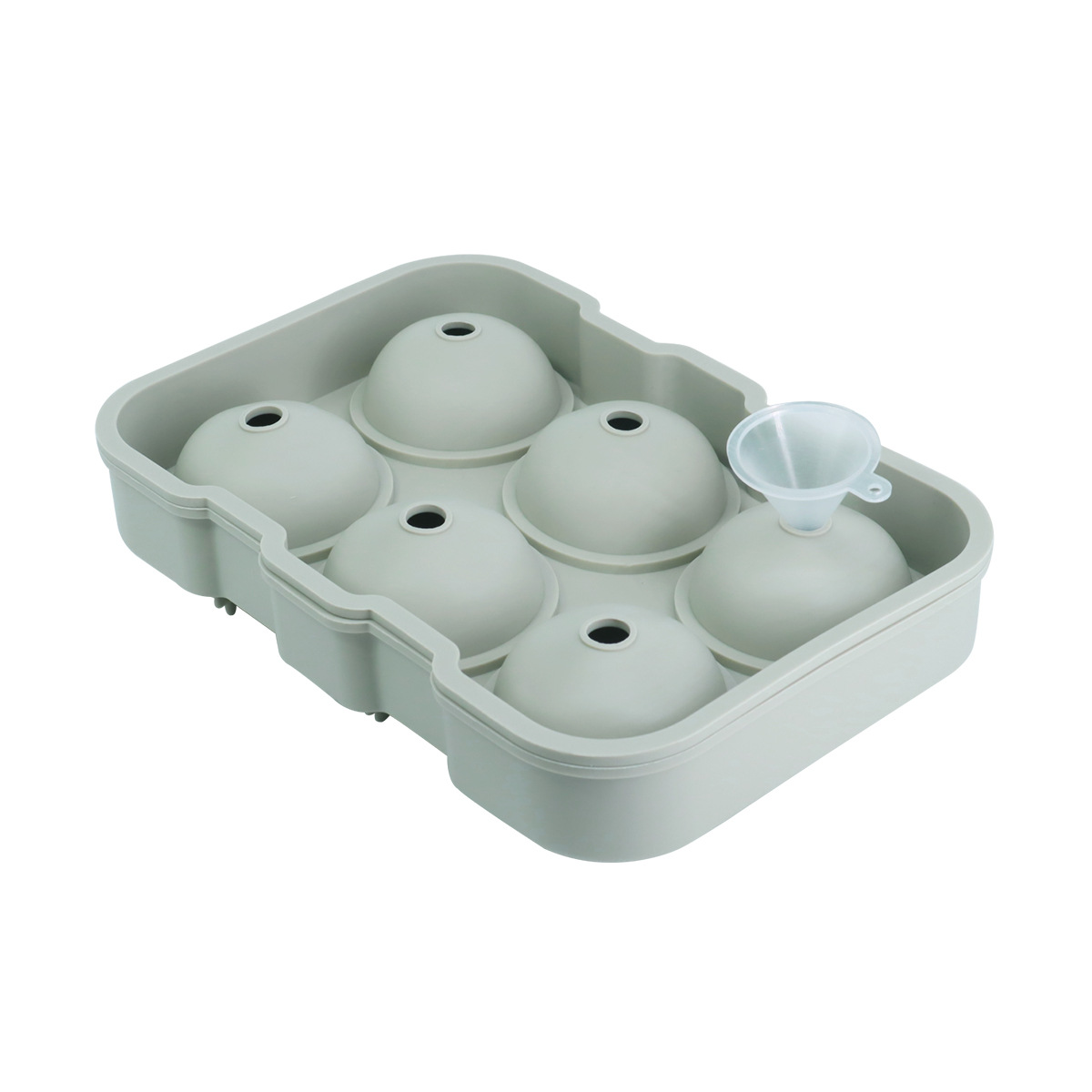 Silicone Ice Ball Mold Tray with Funnel – 6-Cavity Round Sphere Maker for Whiskey, Cocktails & Drinks
