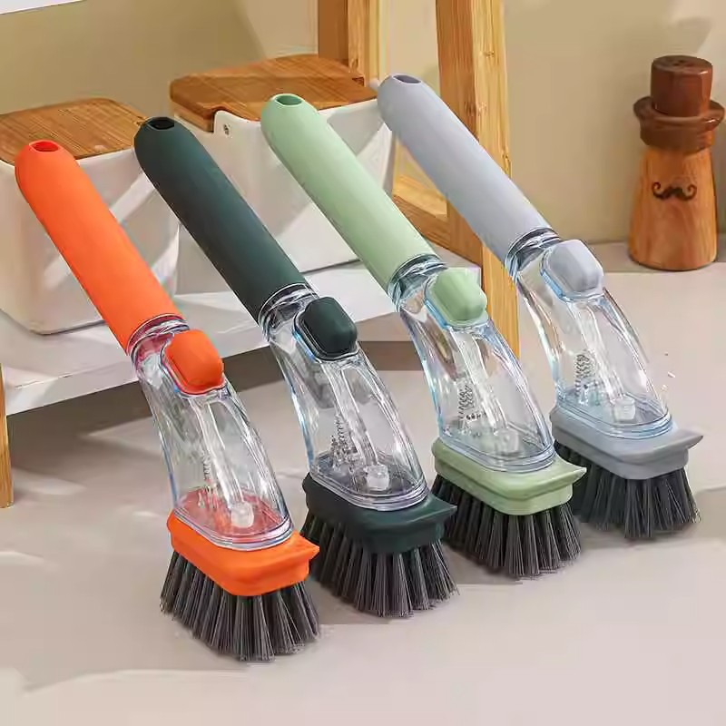 Dish Scrub Brush with Soap Dispenser – Heavy Duty Kitchen Cleaning Tool