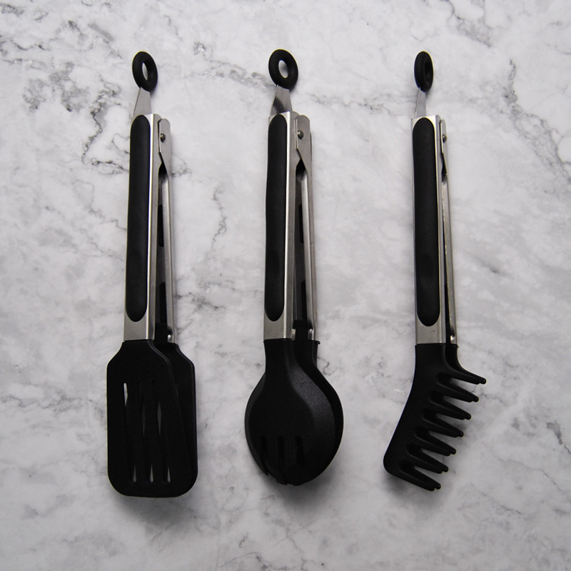 3-in-1 Stainless Steel Kitchen Tongs Set – Multifunction Pasta, Salad & Slotted Serving Tools