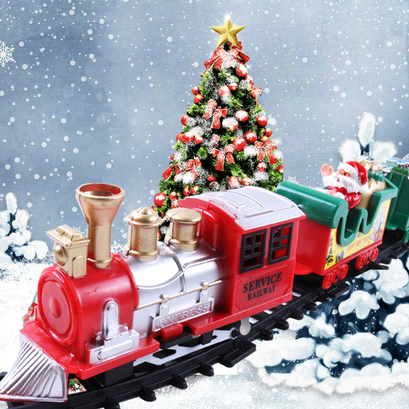 Christmas Electric Train Set with Santa – Battery Operated Toy Train with Tracks – Holiday Decoration & Kids Gift