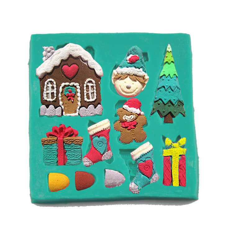 Christmas Silicone Mold – Santa, Reindeer, Snowman & Stocking Shapes for Chocolate, Fondant, and Baking