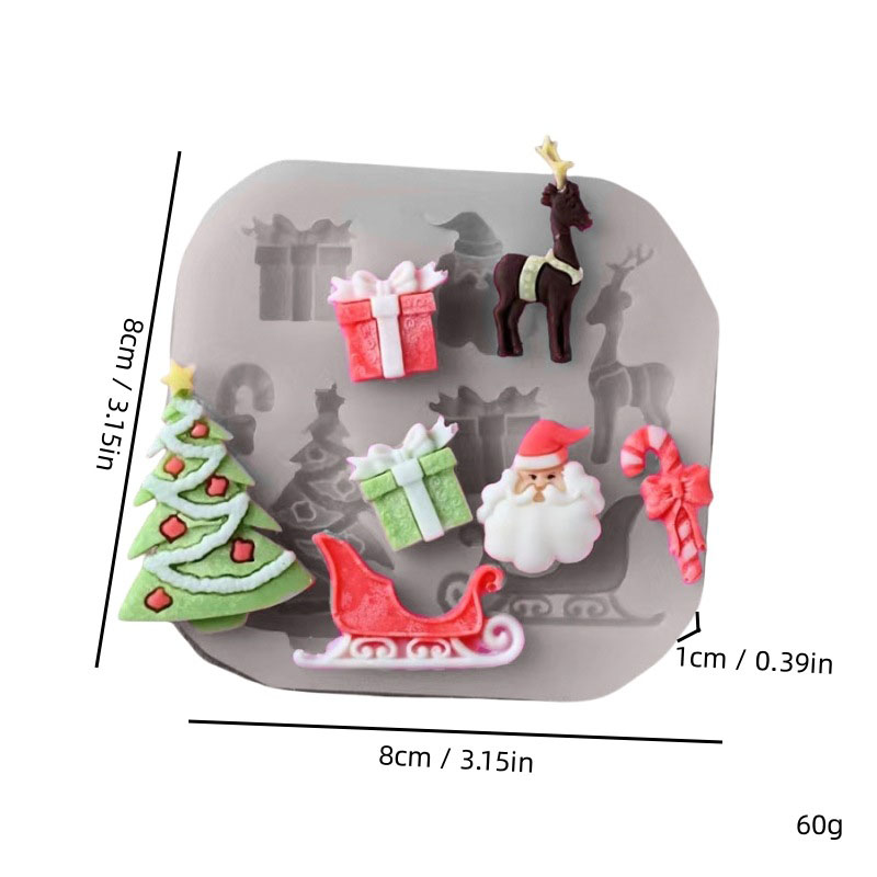 Christmas Silicone Mold – Santa, Reindeer, Snowman & Stocking Shapes for Chocolate, Fondant, and Baking