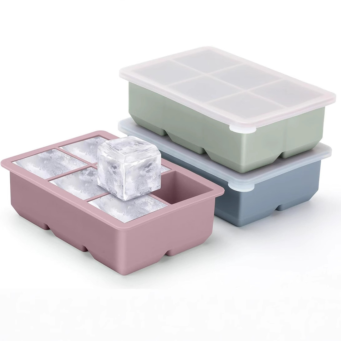 Large Silicone Ice Cube Tray with Lid – Flexible Mold for Whiskey, Cocktails, and Beverages