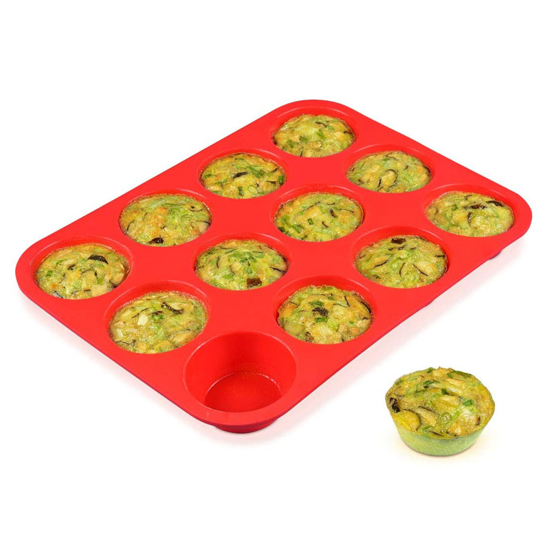 12-Cavity Silicone Muffin and Cupcake Baking Tray – Nonstick, Heat-Resistant Bakeware Set