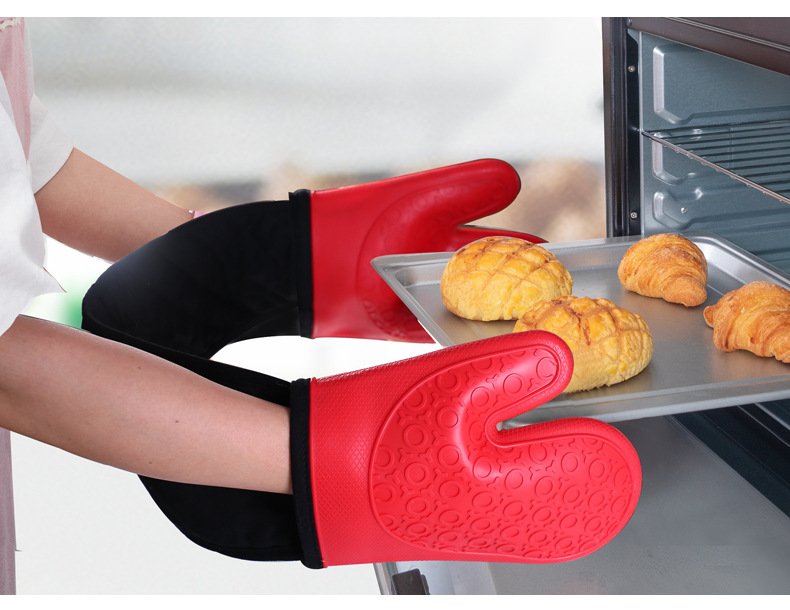 Extra Long Silicone Oven Mitts – Heat Resistant Kitchen Gloves with Non-Slip Grip