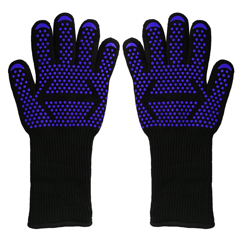 Extreme Heat Resistant BBQ Gloves – Flame Pattern Grill Gloves, 1472°F Safe, Non-Slip, One Size
