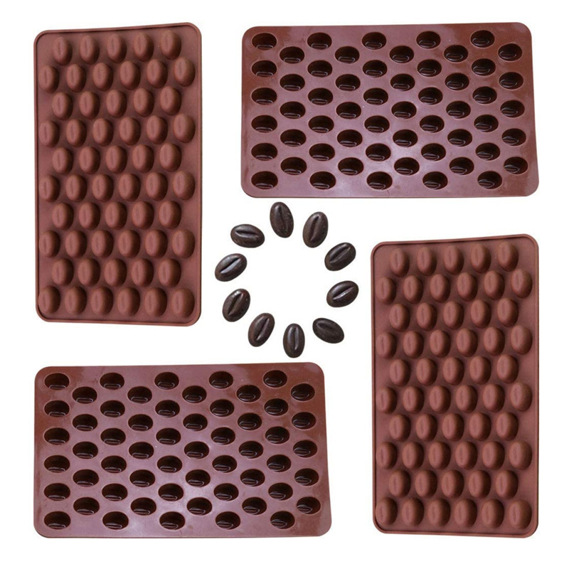Silicone Coffee Bean Mold Tray Set – 4-Pack Non-Stick Chocolate & Candy Molds