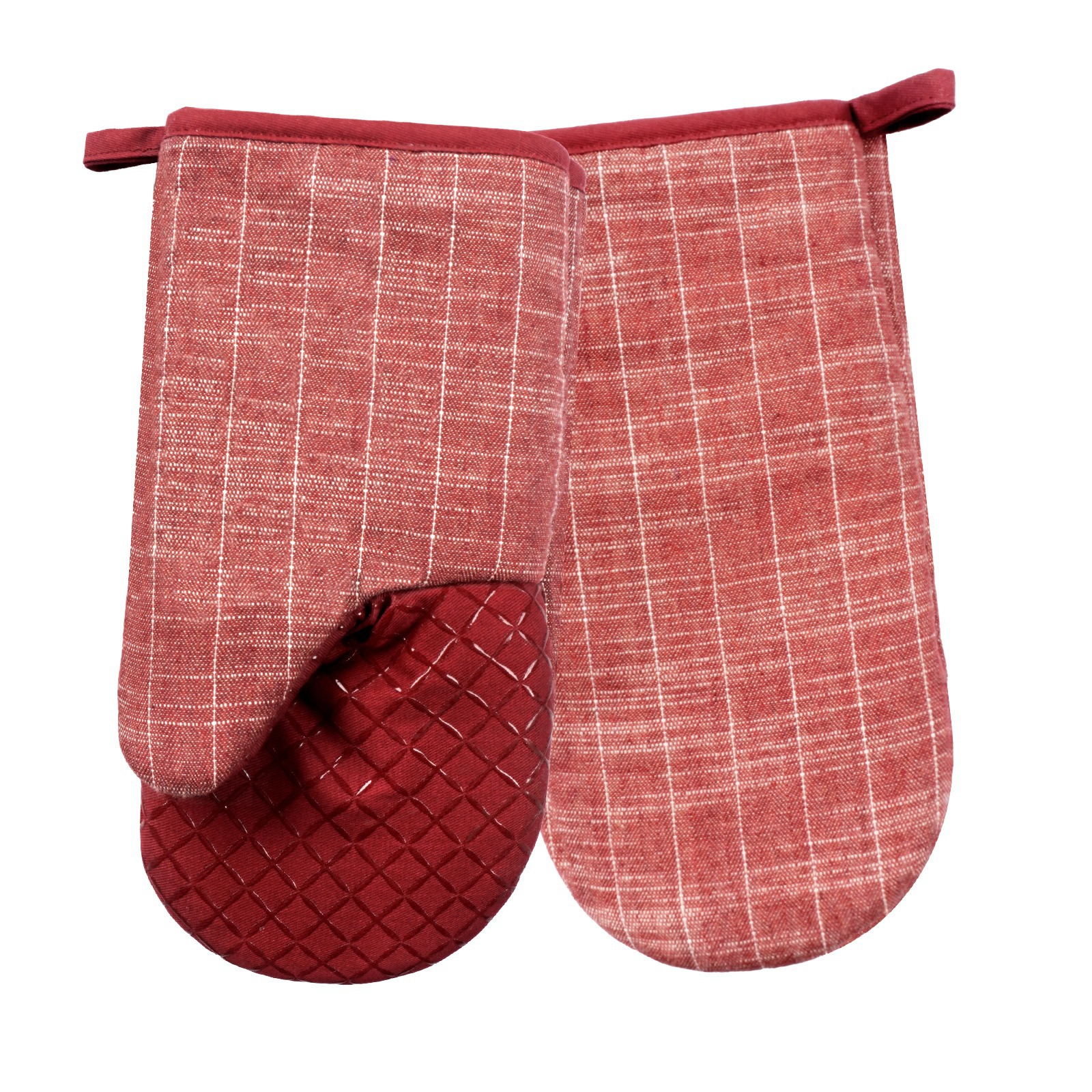 Heat-Resistant Quilted Cotton Oven Mitt – Red Checkered Kitchen Glove for Baking & Cooking
