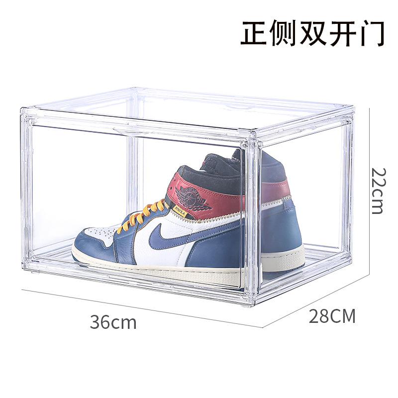 Clear Drop Front Shoe Storage Box – Stackable Transparent Sneaker Display Case