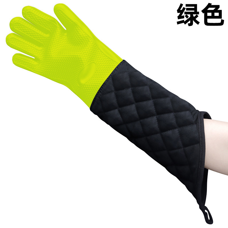 Extended Heat Resistant Oven Gloves – Silicone & Quilted Cotton Long Sleeve Mitts for BBQ, Baking & Kitchen Use