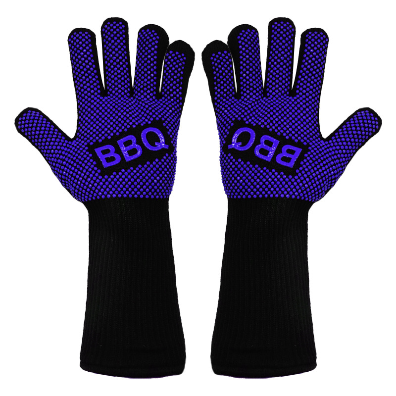 BBQ Heat Resistant Gloves – High Temperature Cooking & Grilling Mitts with Non-Slip Silicone Grip