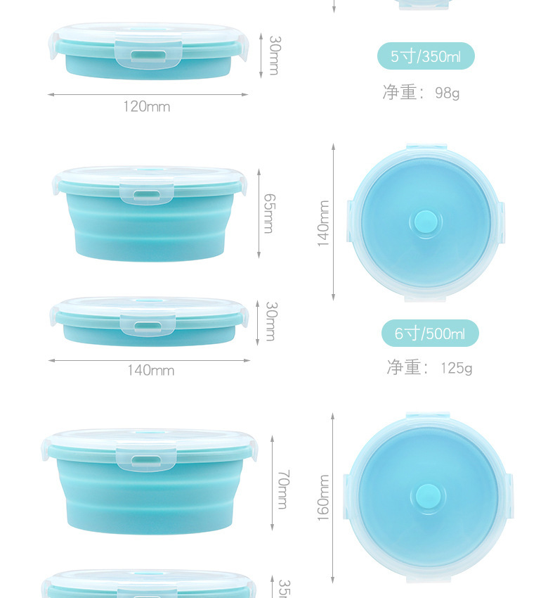 Collapsible Silicone Food Storage Containers - 4-Piece Set (Red)