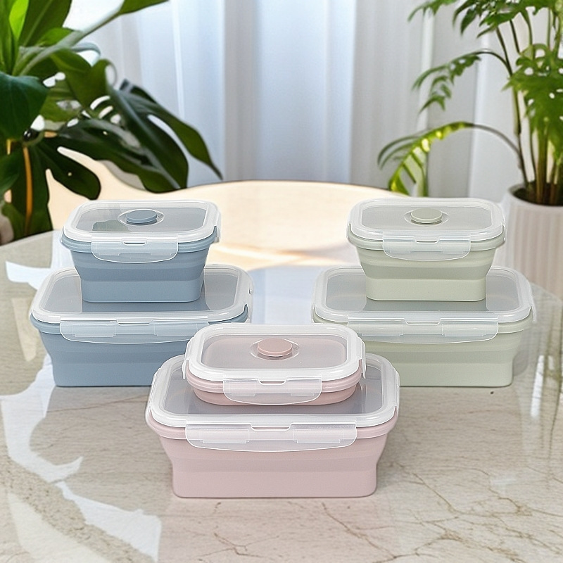 Collapsible Silicone Food Storage Container Set – 3-Pack Leakproof Bento Lunch Boxes with Lids