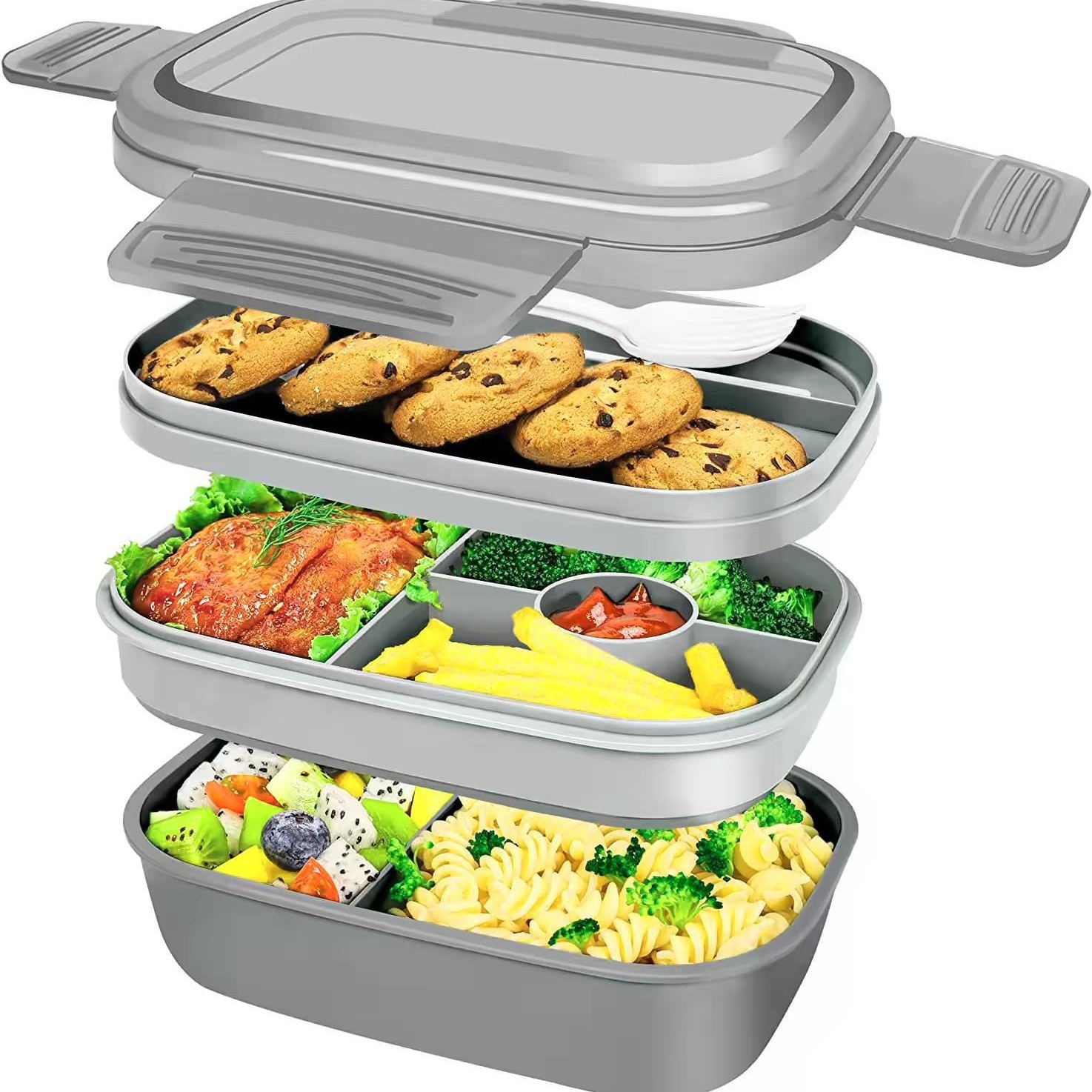 Double-Layer Lunch Box with Leakproof Lid – Portable Bento Food Container for School & Office