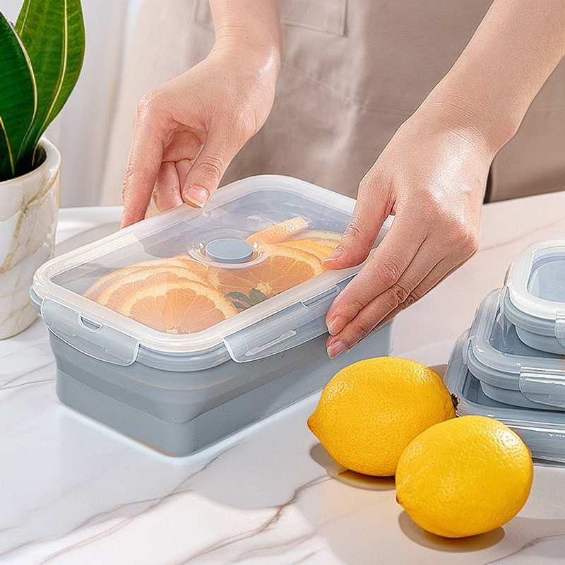 Collapsible Silicone Food Storage Container Set – 3-Pack Leakproof Bento Lunch Boxes with Lids