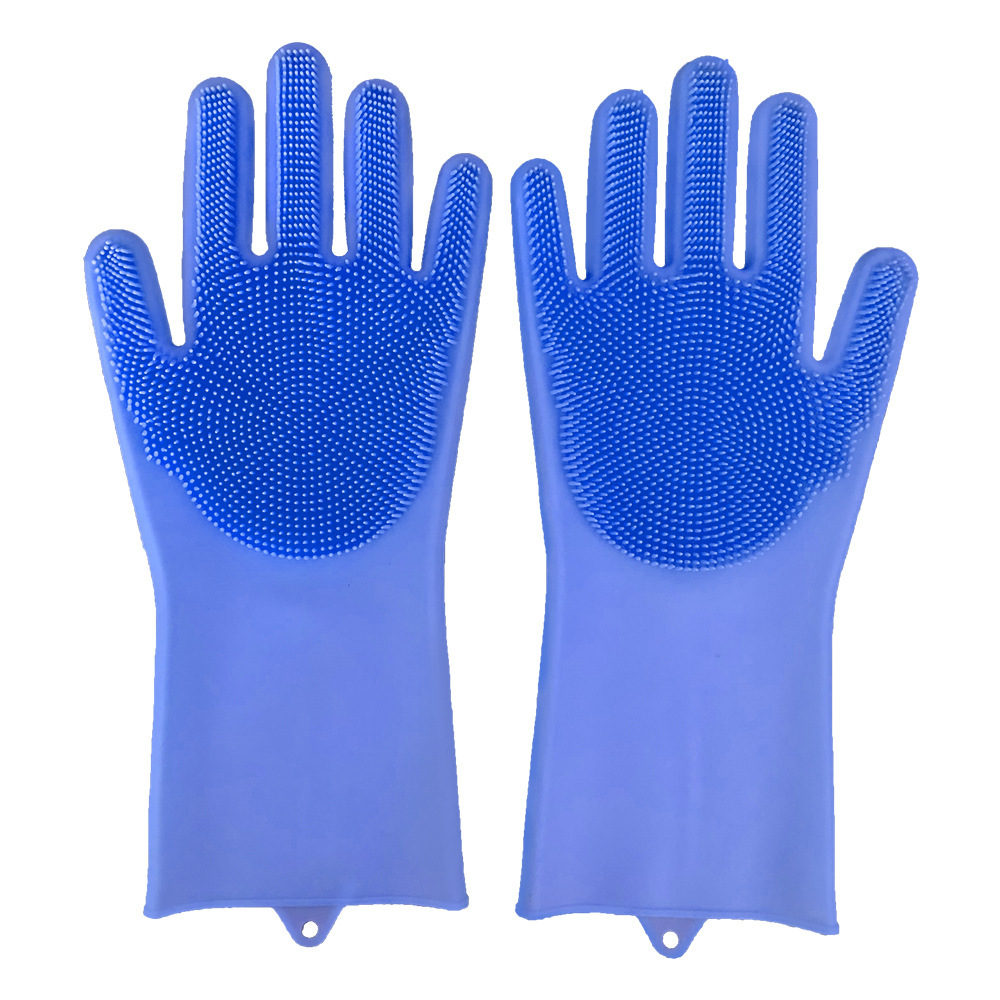 Reusable Silicone Dishwashing Gloves with Scrubbing Bristles – Heat Resistant Cleaning Gloves for Kitchen & Pet Bath