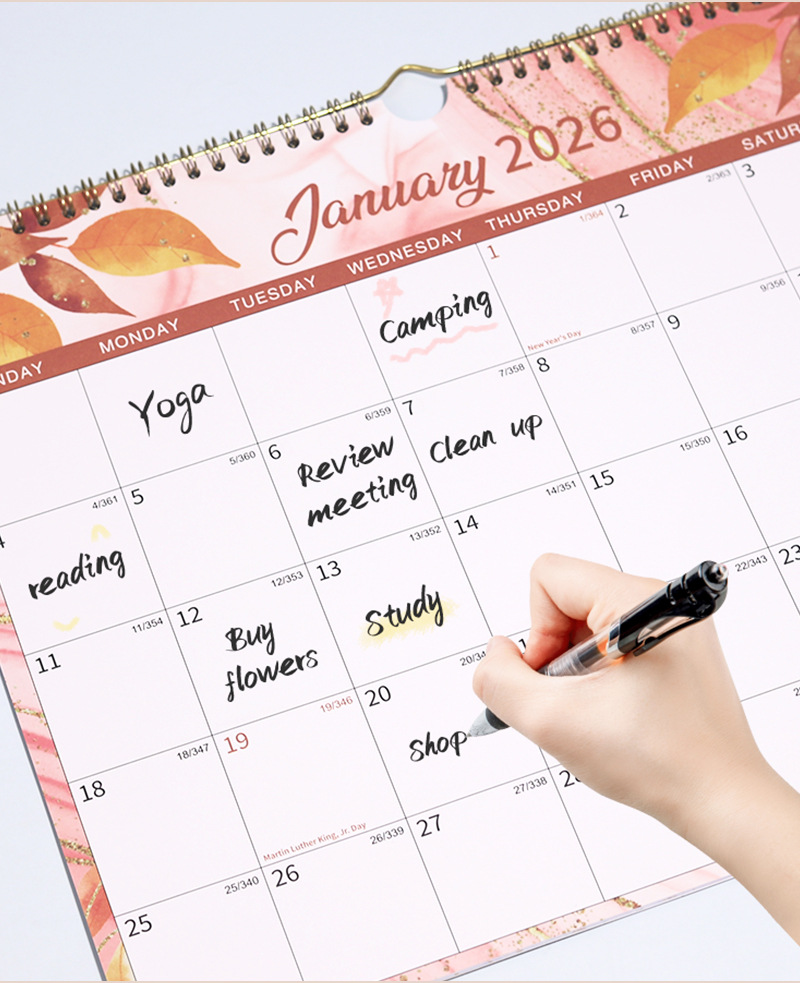 2026 Floral Wall Calendar – Monthly Hanging Planner with Notes & To-Do Sections
