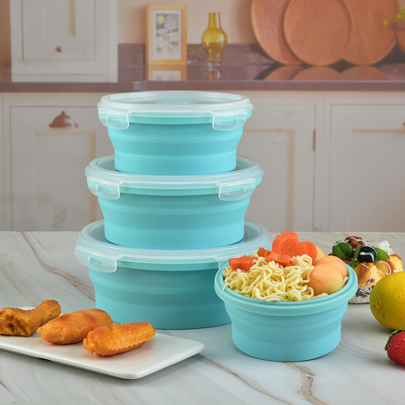Collapsible Silicone Food Storage Container Set – 4 Pack BPA-Free, Microwave Safe Lunch Boxes