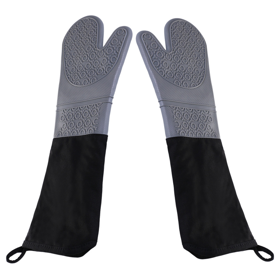 Extra Long Silicone Oven Mitts – Heat Resistant Kitchen Gloves with Non-Slip Grip