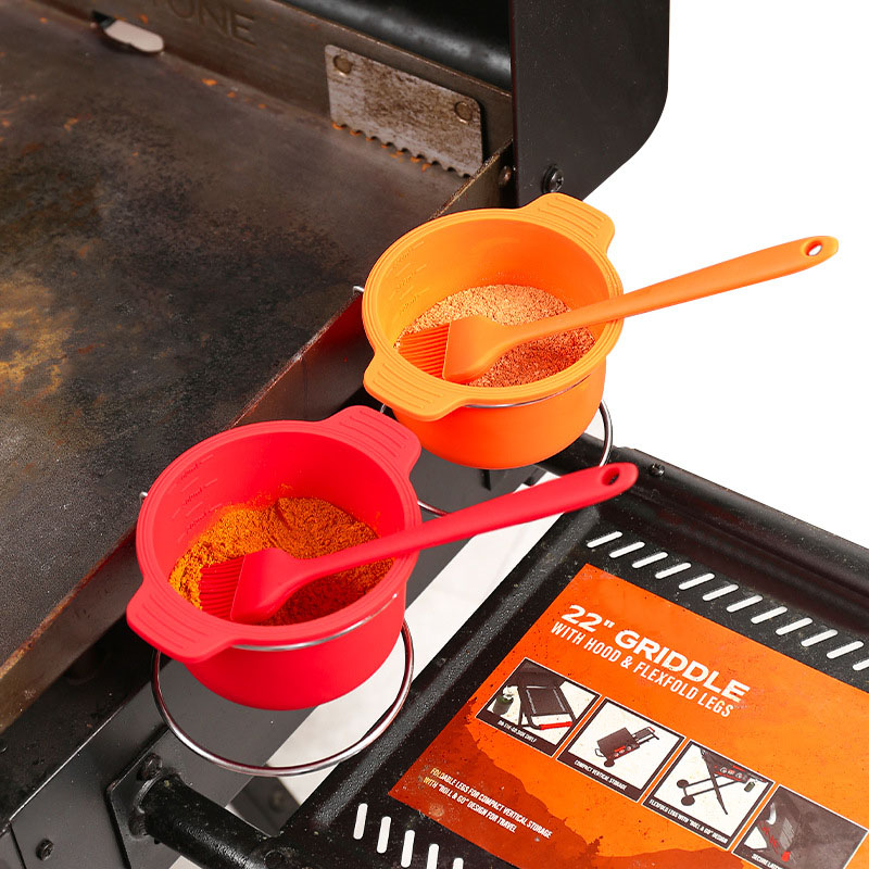 Silicone Basting Brush and Sauce Bowl Set – Heat-Resistant BBQ Marinade Tools with Stainless Steel Stand