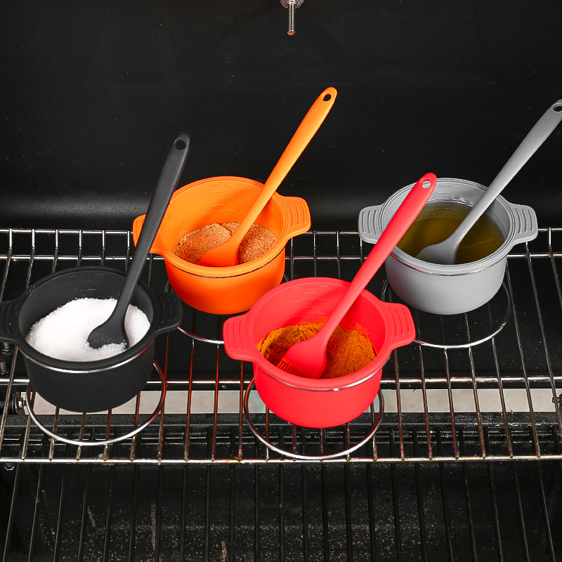 Silicone Basting Brush and Sauce Bowl Set – Heat-Resistant BBQ Marinade Tools with Stainless Steel Stand