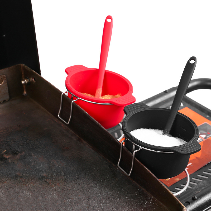 Silicone Basting Brush and Sauce Bowl Set – Heat-Resistant BBQ Marinade Tools with Stainless Steel Stand