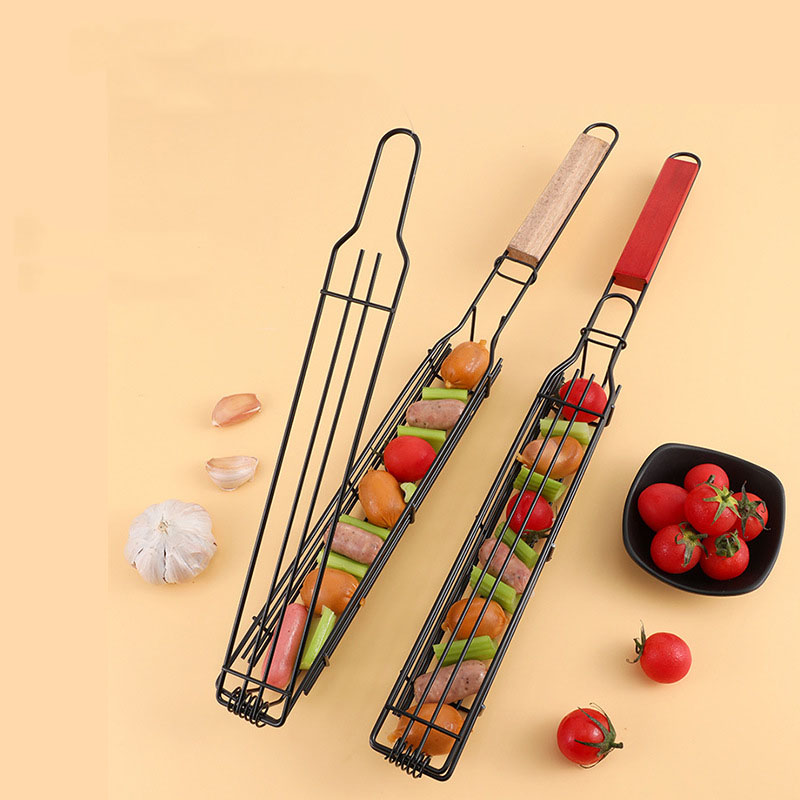 BBQ Grilling Basket - Set of 2 with Long Handles for Safe Grilling and Easy Food Flipping