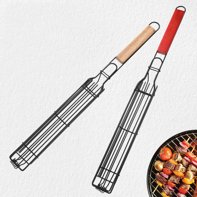 BBQ Grilling Basket - Set of 2 with Long Handles for Safe Grilling and Easy Food Flipping