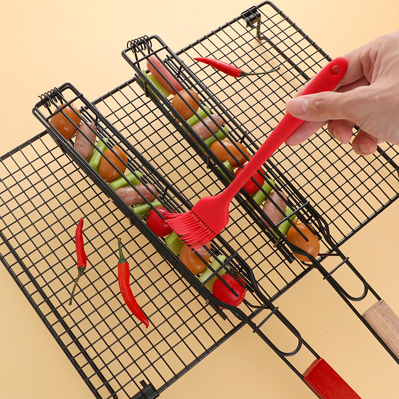 BBQ Grilling Basket - Set of 2 with Long Handles for Safe Grilling and Easy Food Flipping