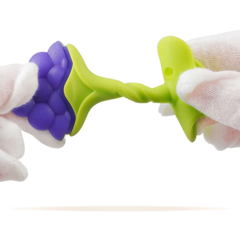 Fruit-Shaped Silicone Teething Toys Set - BPA-Free Baby Teethers (Grape, Orange, Strawberry)