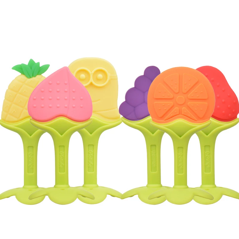 Fruit-Shaped Silicone Teething Toys Set - BPA-Free Baby Teethers (Grape, Orange, Strawberry)