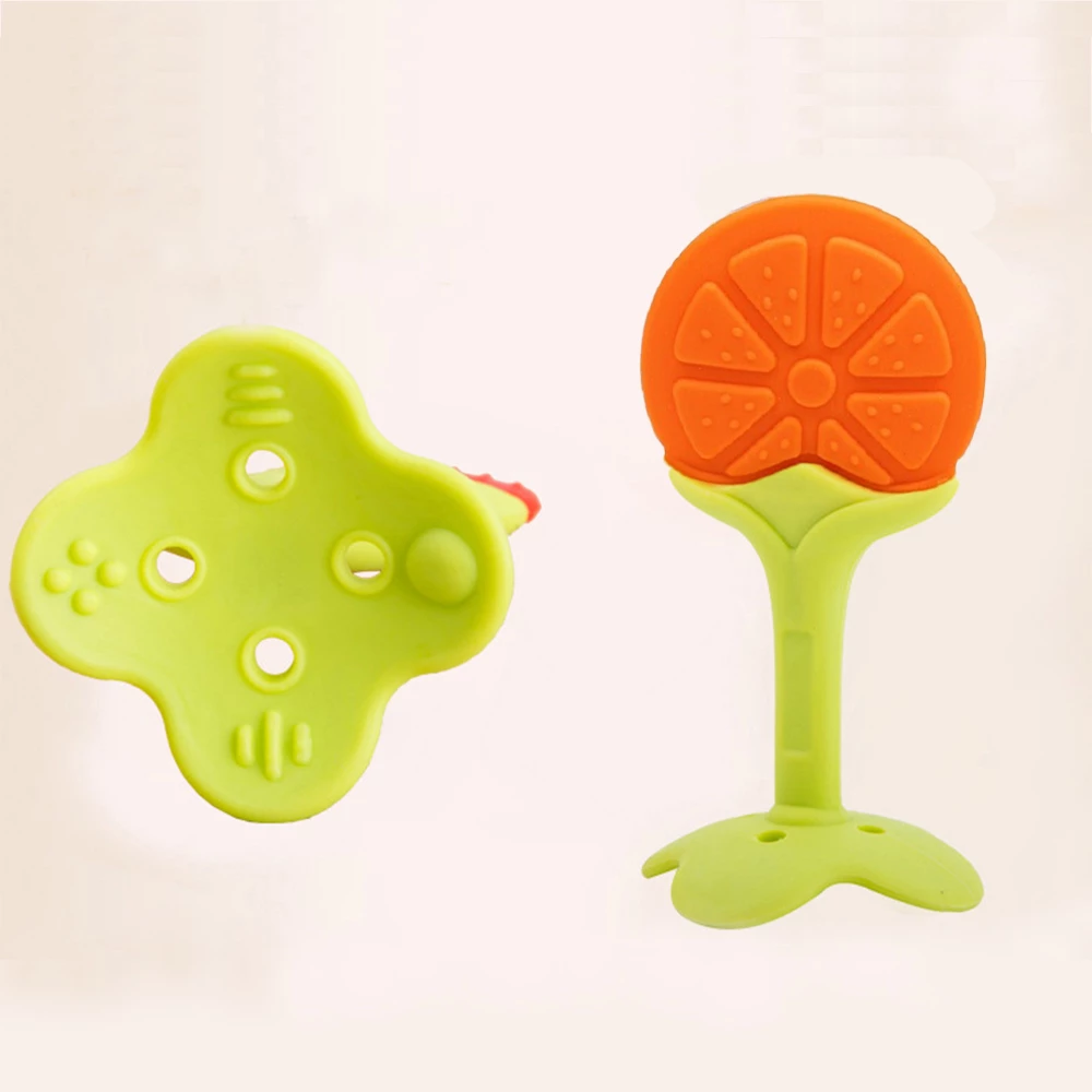 Fruit-Shaped Silicone Teething Toys Set - BPA-Free Baby Teethers (Grape, Orange, Strawberry)