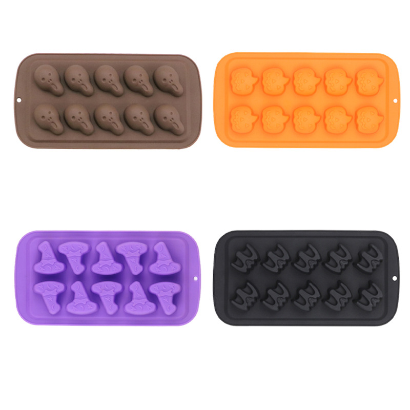 Halloween Silicone Molds – Ghost, Pumpkin, Witch Hat & Bat Shapes for Candy, Chocolate, Ice, and Baking
