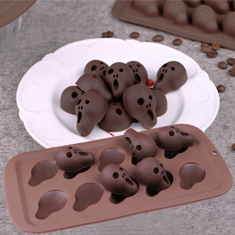 Halloween Silicone Molds – Ghost, Pumpkin, Witch Hat & Bat Shapes for Candy, Chocolate, Ice, and Baking