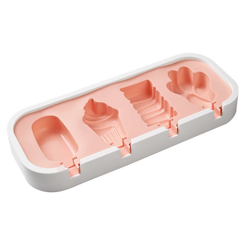 Creative Animal & Fruit Silicone Ice Cream Mold Set – 4 Cavities with Sticks