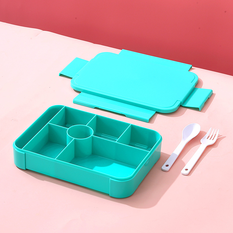 Leakproof Bento Lunch Box for Kids – 6-Compartment Food Container with Lid, BPA-Free, Portable Design