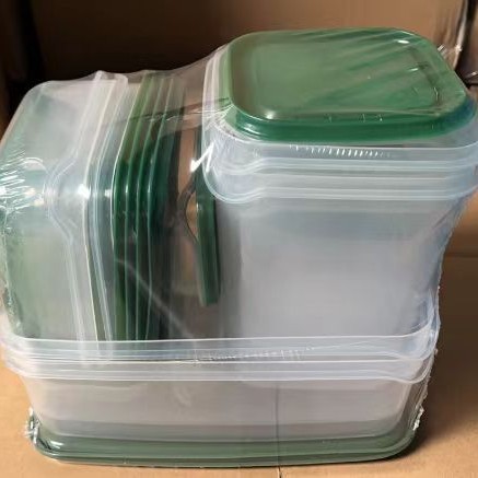 Airtight Plastic Food Storage Containers Set – Multi-Size, Stackable & Reusable with Green Lids