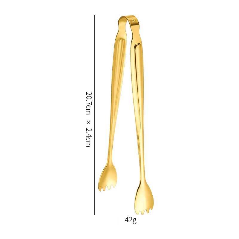 Stainless Steel Serving Tongs – Gold & Silver Salad Pasta Clip, Anti-Slip, Elegant Buffet Tongs