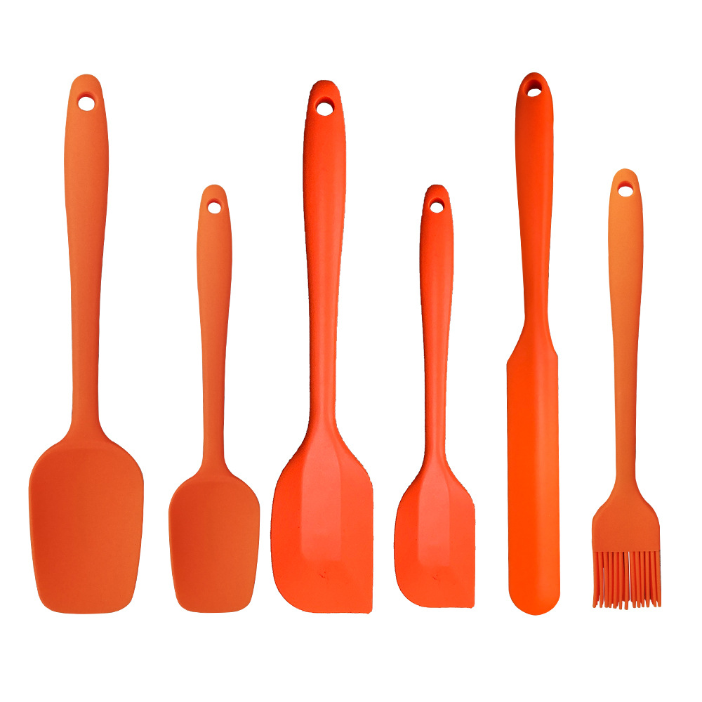 6-Piece Black Silicone Spatula and Basting Brush Set – Heat Resistant & Non-Stick Safe Kitchen Tools