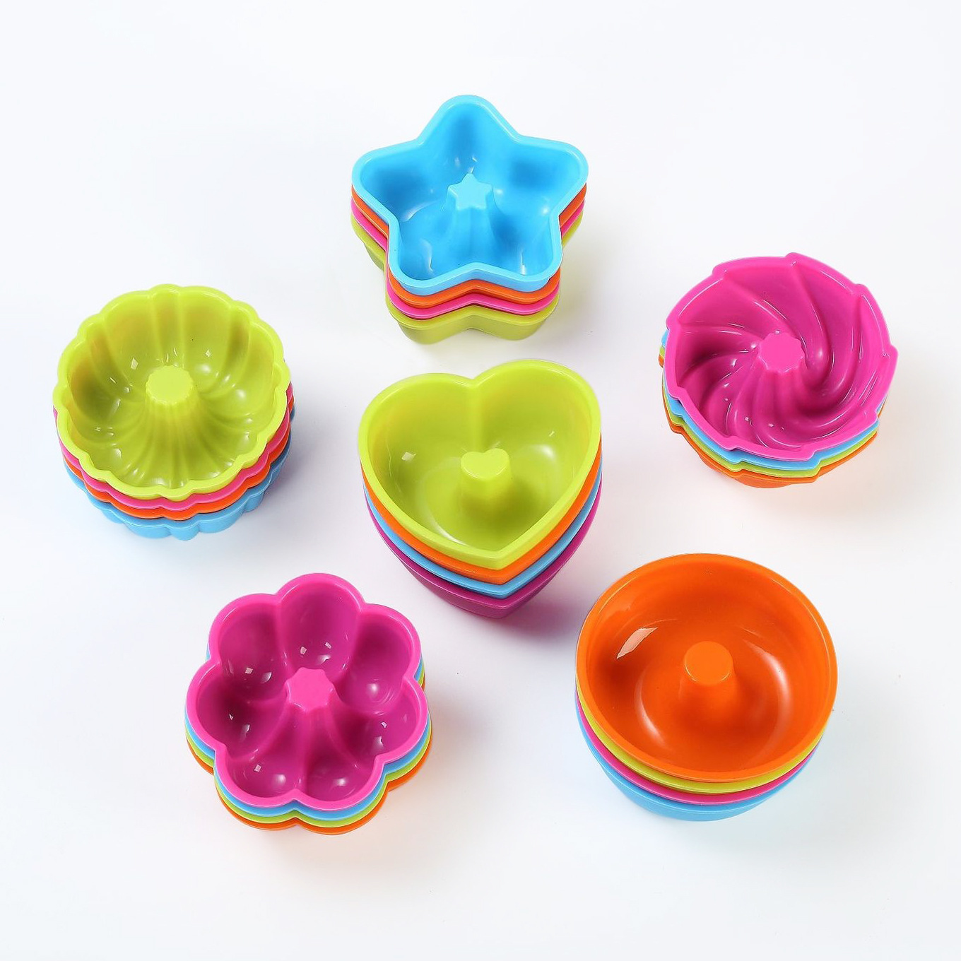 Assorted Silicone Cupcake Molds – Reusable Colorful Baking Cups in Fun Shapes