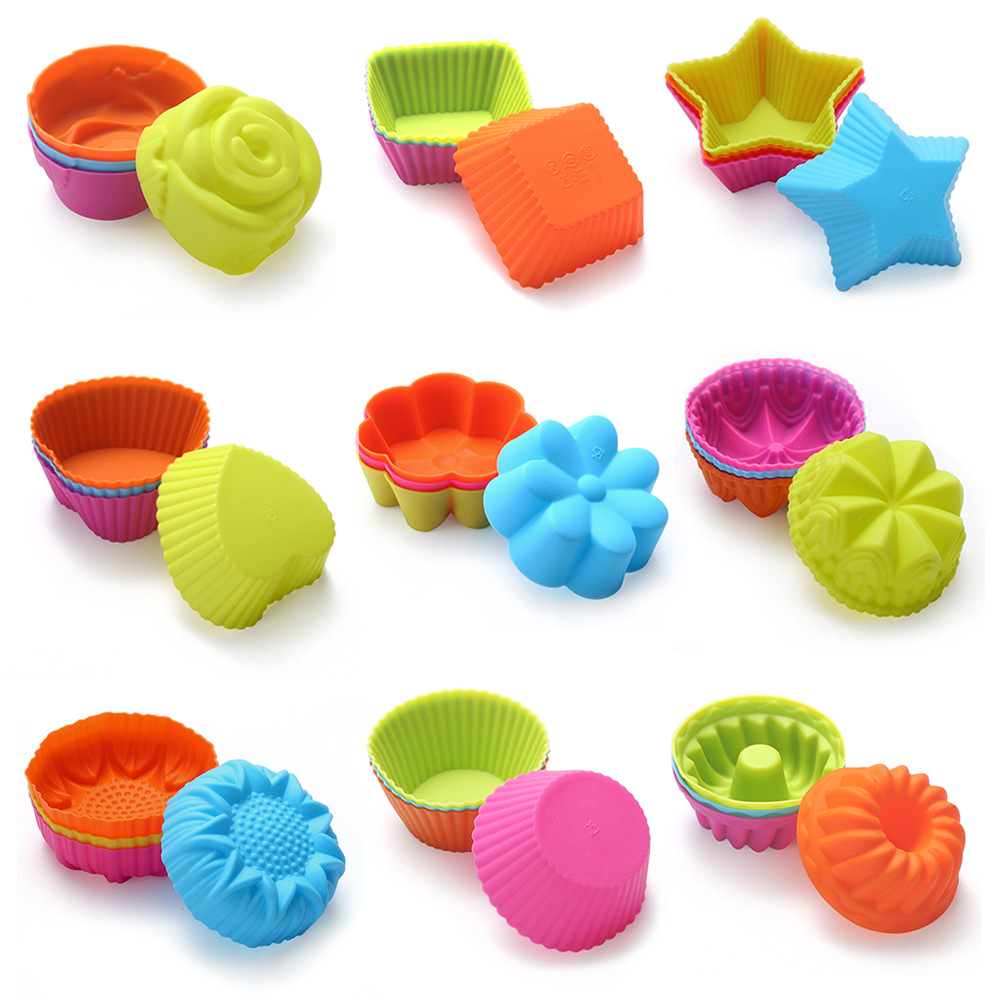 Assorted Silicone Cupcake Molds – Reusable Colorful Baking Cups in Fun Shapes
